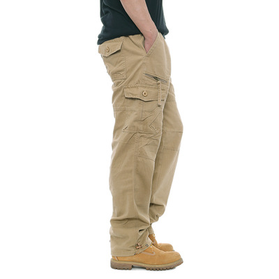 Men's Casual Cargo Pants 100% Cotton Eco-Friendly Anti-Pilling Breathable Anti-static Mid Waist Flat Front Drawstring Closure