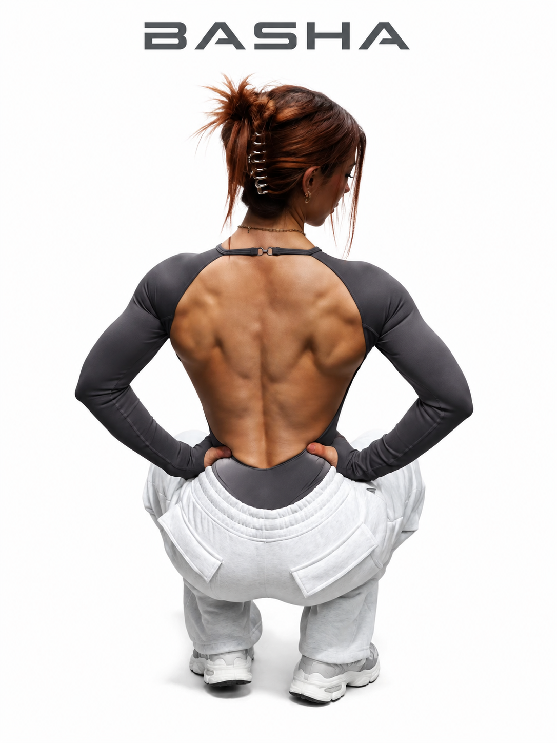 BASHAsports Custom Logo Seamless Backless Women Yoga Jumpsuit Long Sleeve Workout Romper Quick Dry Bodysuit
