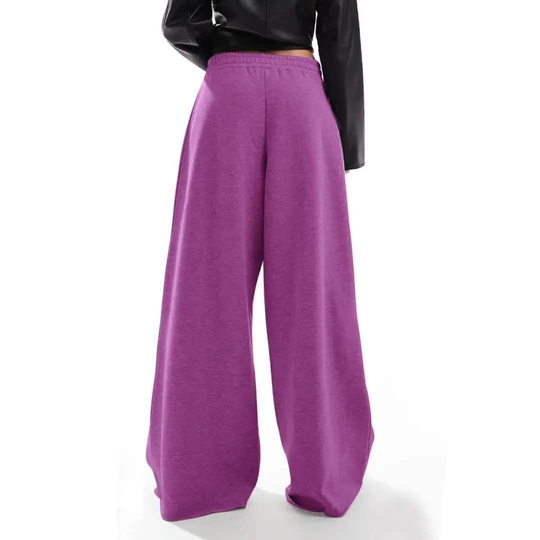 Custom Blank Cotton Flare Cargo Jogger Oversized Baggy Stacked Sweatpants for Women