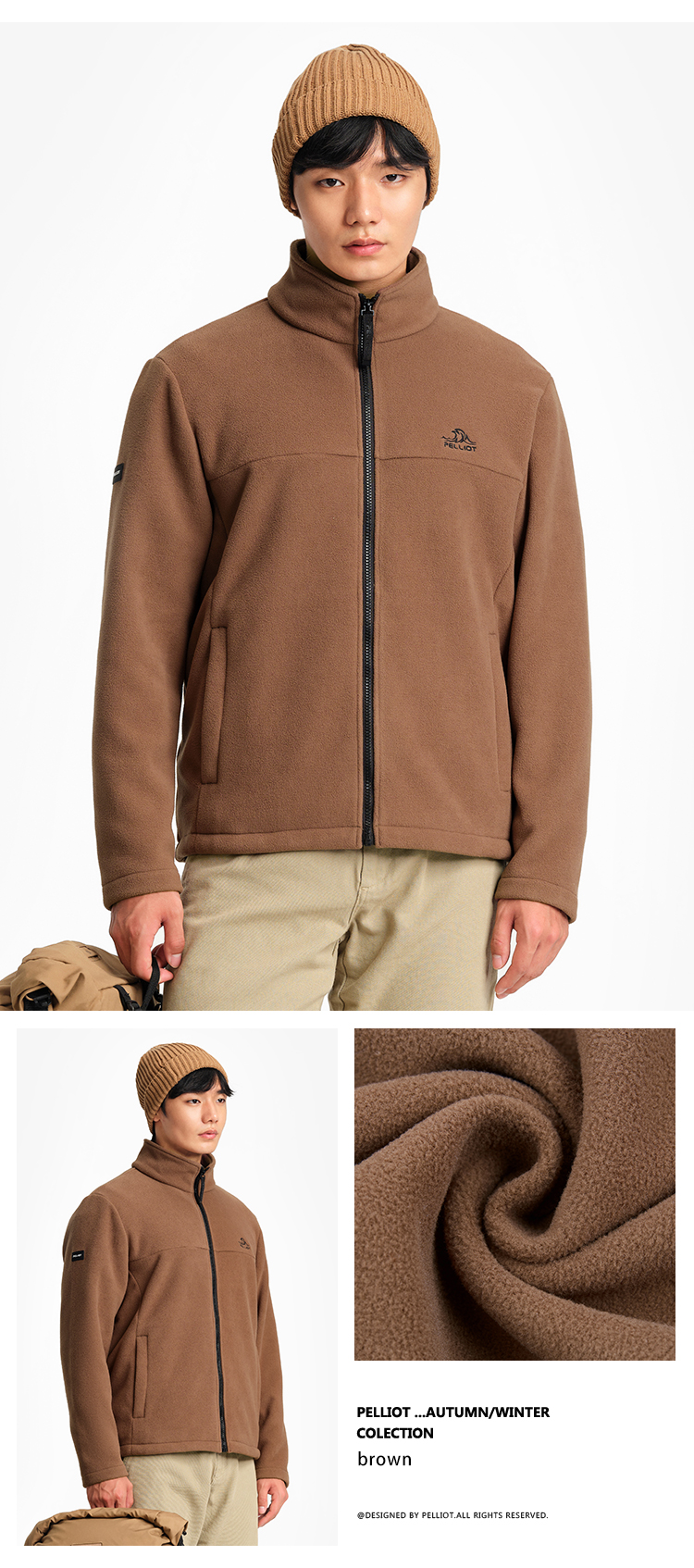 Warm Stand Collar Polar Plush Outdoor Hiking Fleece Jacket
