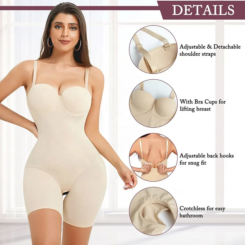 Shapewear Bodysuit for Women Tummy Control - Butt Lifting Fajas Full Body Shaper Seamless Thigh Slimmer Shorts