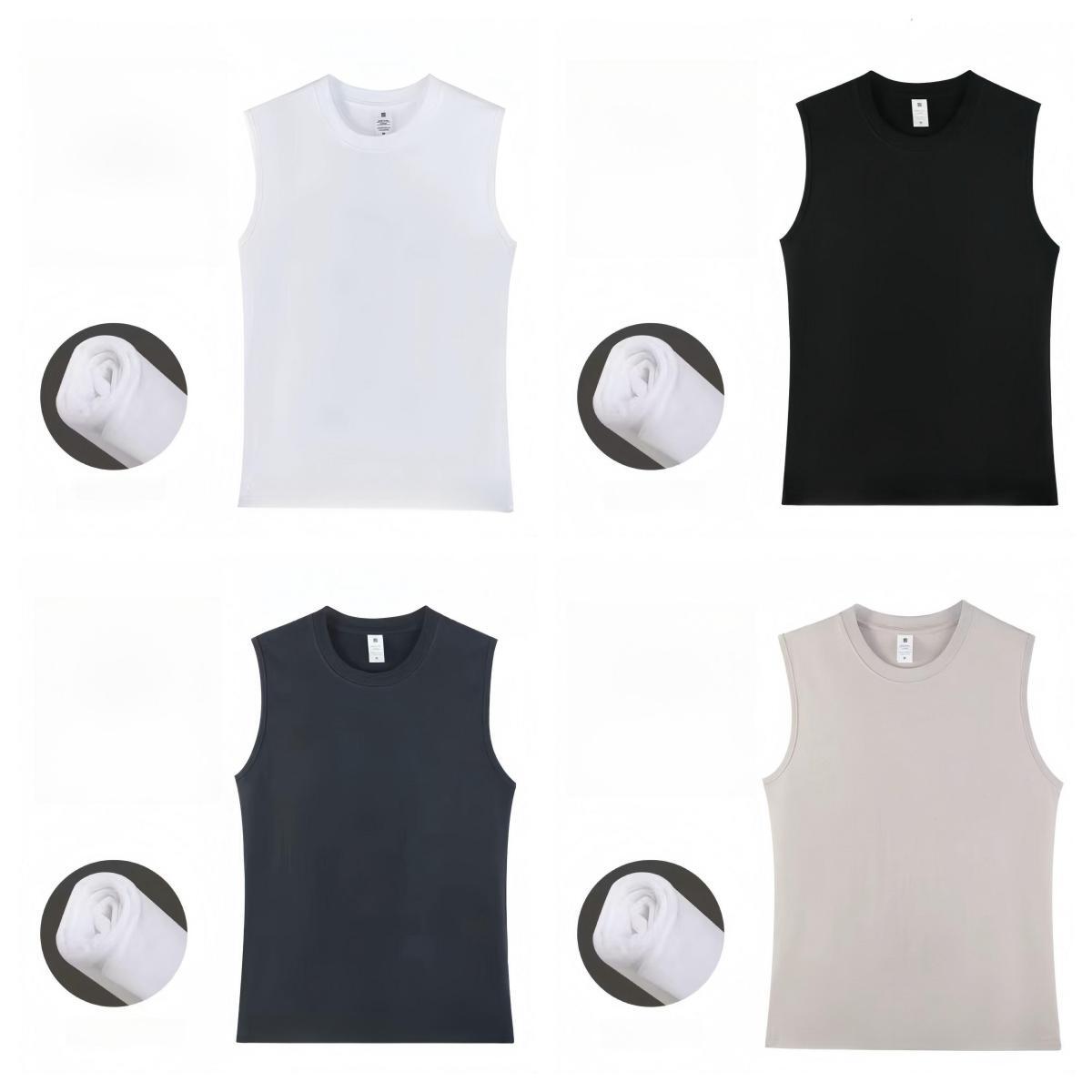 Man Gym Fitness Muscle Shirts Tee 230g Heavyweight Tank Singlet Homme En Coton T-shirts Men's tank Top Undershirt for Men