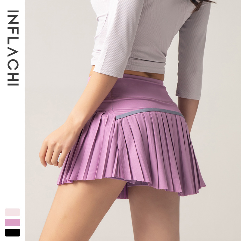 YBO-DK09 Custom Wholesale Sports Tennis Skirt Women's Anti-exposure Quick-drying Breathable Running Fitness Pleated Skirt