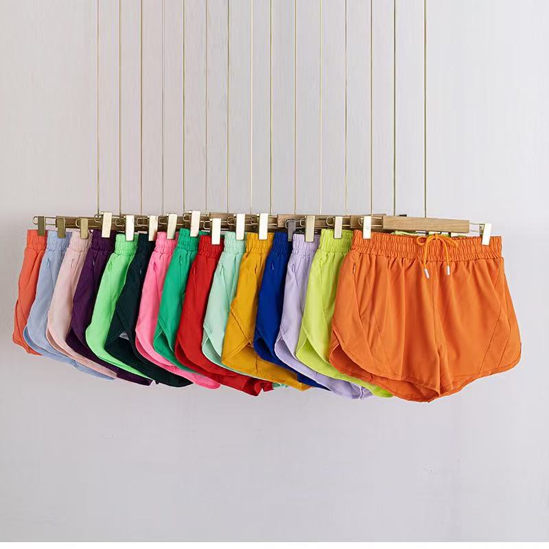 Lcool Wholesale Women Sports Biker Shorts Solid Soft Double Layer Friendly Quick Drying Running Fitness Yoga Shorts With Pocket
