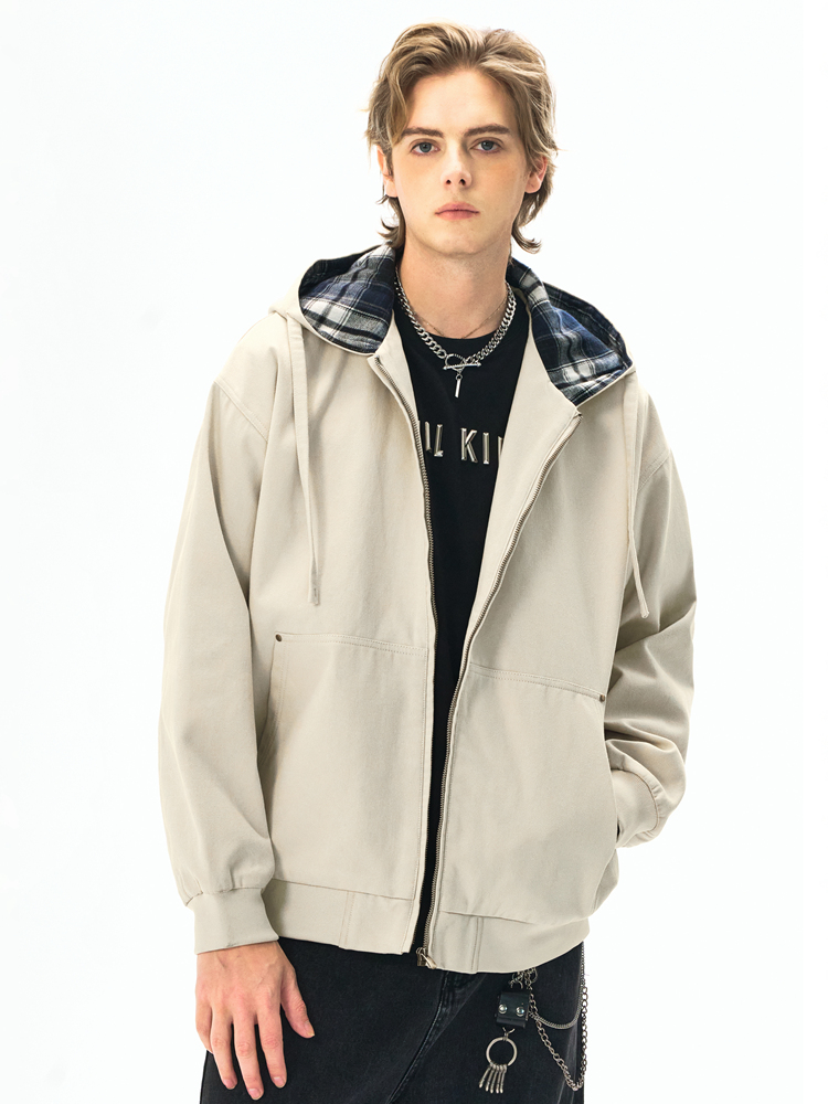 Casual Hooded Outdoor Knitted Fleece Jacket Breathable Unisex Cotton Zipper Closure Versatile Autumn Season Front Logo Worsted