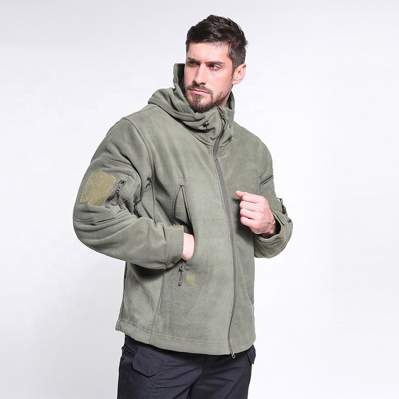 Men's Hooded Zip up Heavy Winter Fleece Jacket Warm Jacket Windproof Outdoor Sports Microfleece Polar Coral Fleece Jacket
