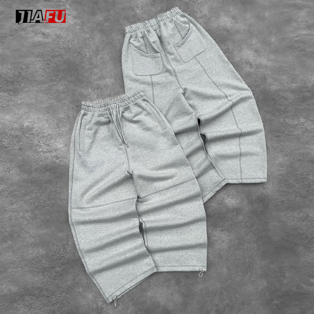 Oversized Custom Stacked Wide Leg Sweatpants Straight Designer Clothes Baggy Casual Streetwear Sweat Pants Men Trousers