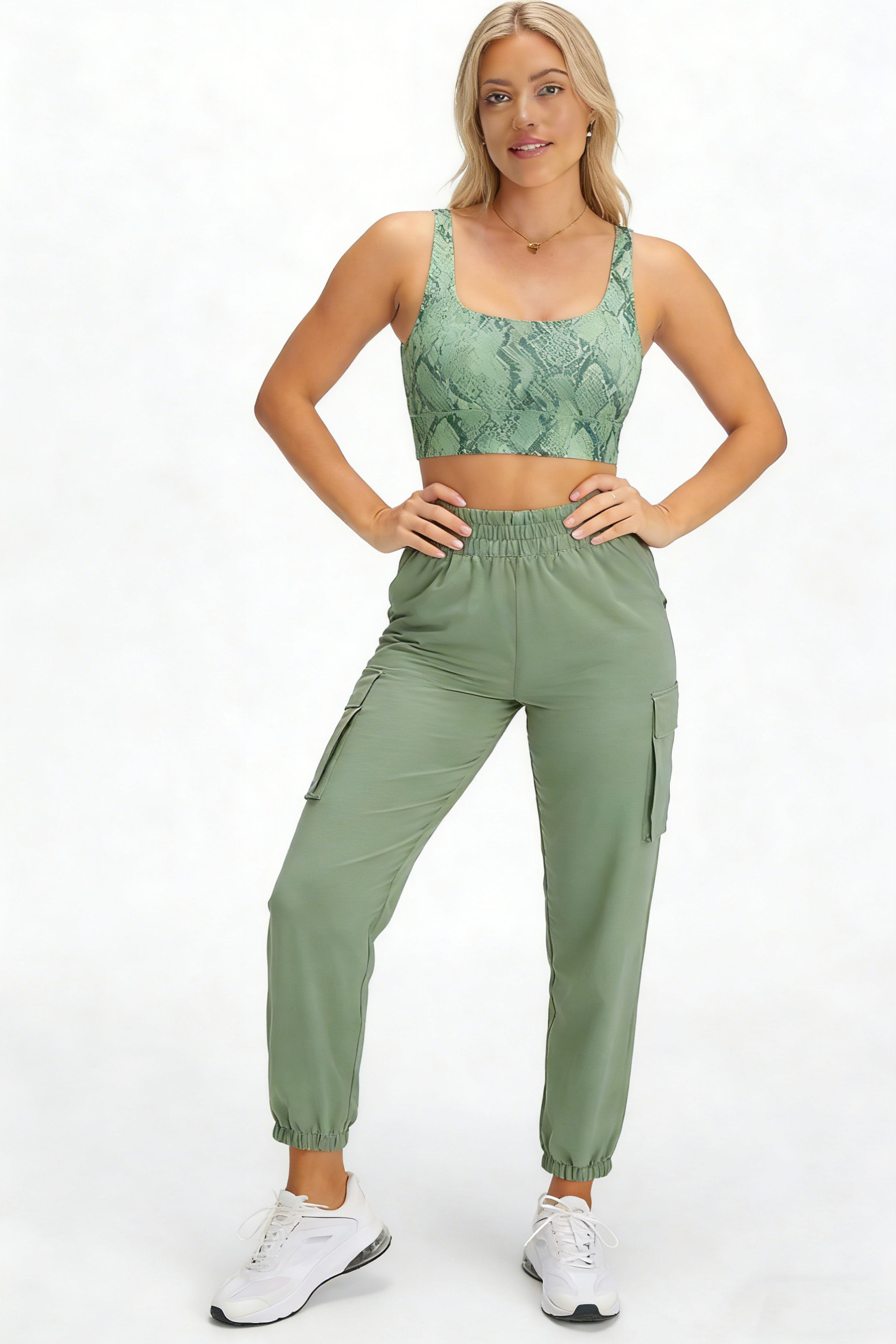 High Waisted Women's Gym Pants with Side Cargo Pockets Stretchy Elastic Waistband Breathable Quick Dry for Sports OEM ODM