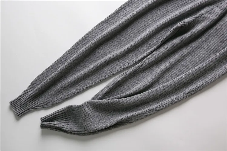Slim Knitted Cashmere Leggings Cropped Leg Custom Knitted Joggers Slit-Detail Cashmere Women's Sweatpants.