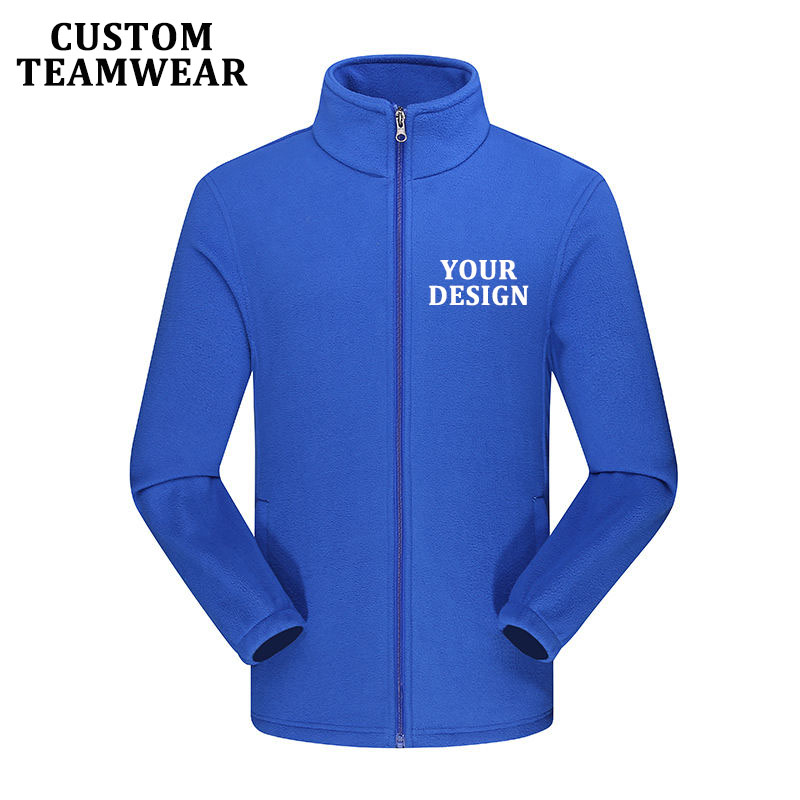 Custom Logo Men's Winter Polar Fleece Jacket With Full Zip Windproof and Long Design for Work Wear OEM Service Available
