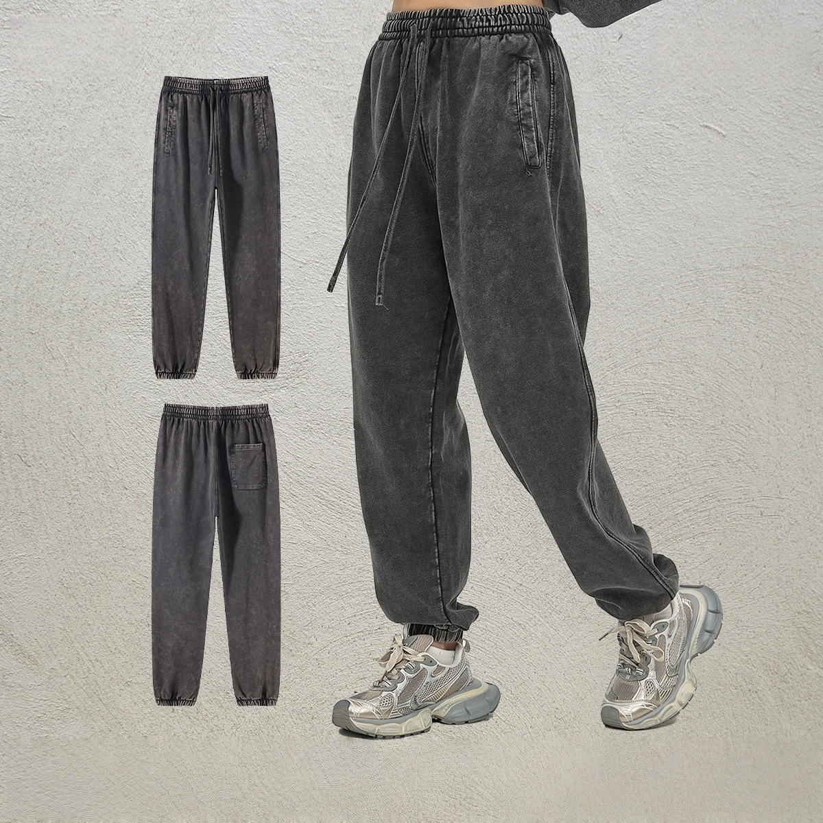 Men's Casual 100% Cotton Breathable Drawstring Closure Street Style Jogger Pants Sweatpants