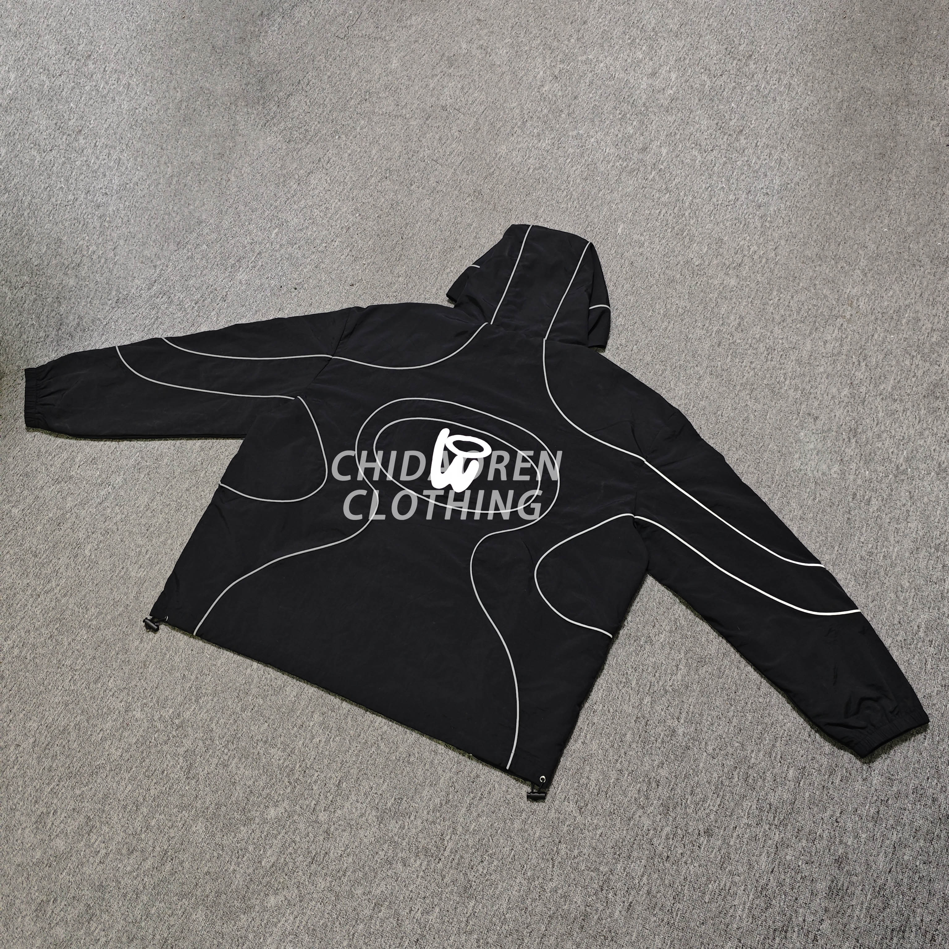 CHIDAOREN Manufacturer Custom Design Streetwear Nylon Jackets 100% Nylon Reflective Stripes Windbreaker Jacket For Men