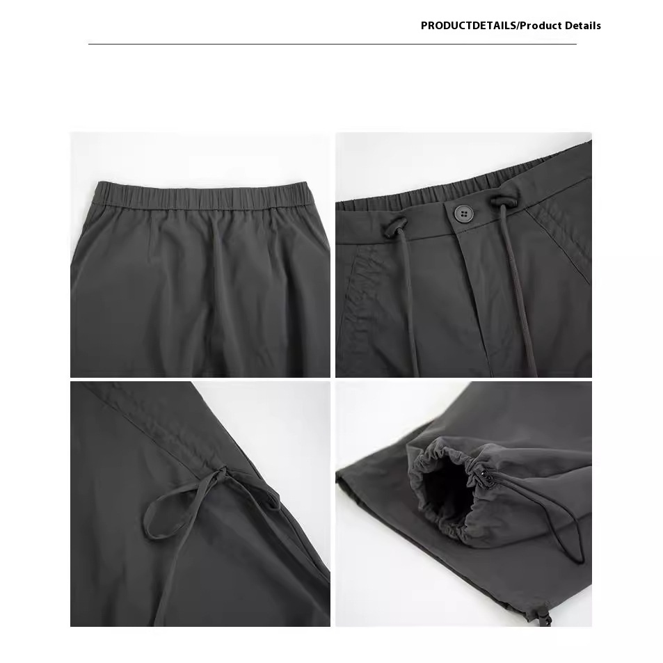 2025 Women's Retro Long Cargo Pants High Waist Loose Bowknot Elastic Closure Flat Casual Sports Hiking 100% Polyester Autumn