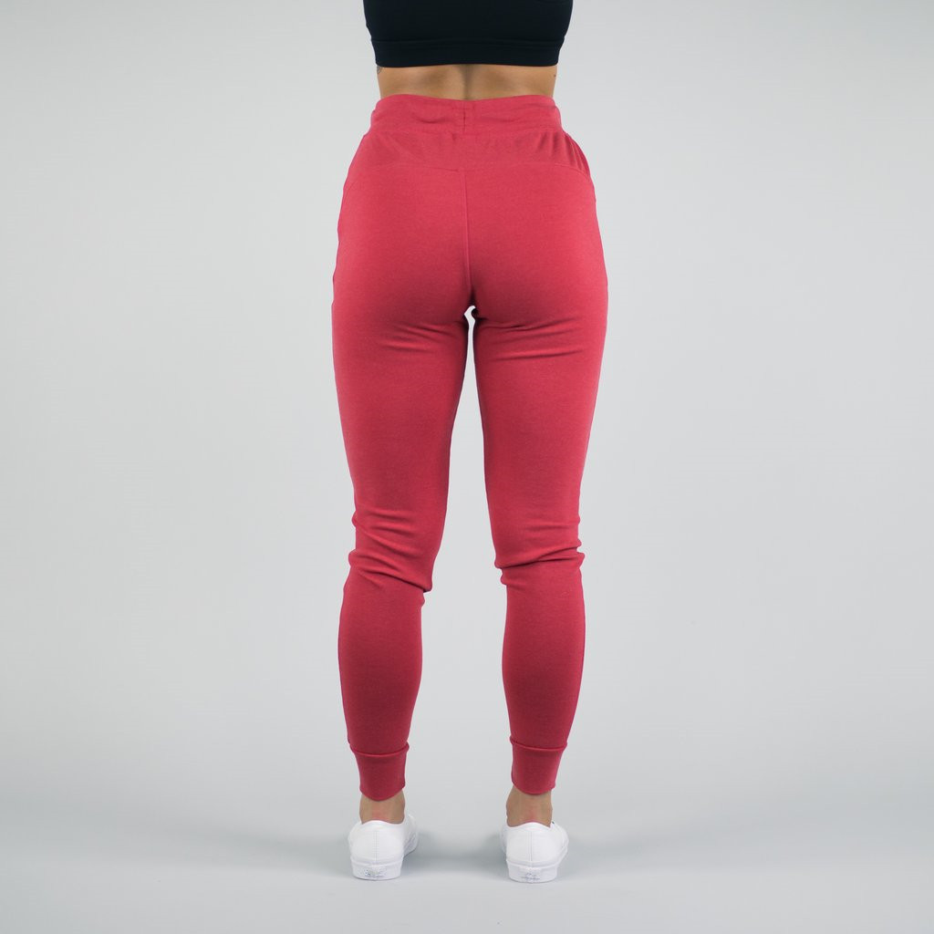 Custom Cotton Elastic Track Pants for Gym Tapered Joggers Women Red Slim Fit Jogger Pants Wholesale