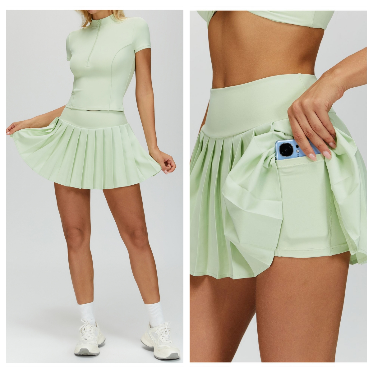 2026 Breathable Pickleball Wear Quick Dry 2 Layers Active Bottoms Fitness Skirts Seamless High Waist Tennis Skirt for Women