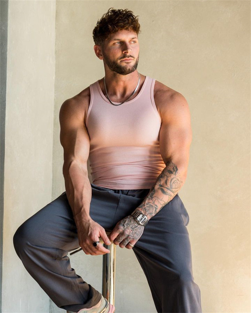 High Quality Mens Gym Vest Top Mens Gym tank Top Custom logo Muscle Fit Ribbed Vests Ribbed Vest Men