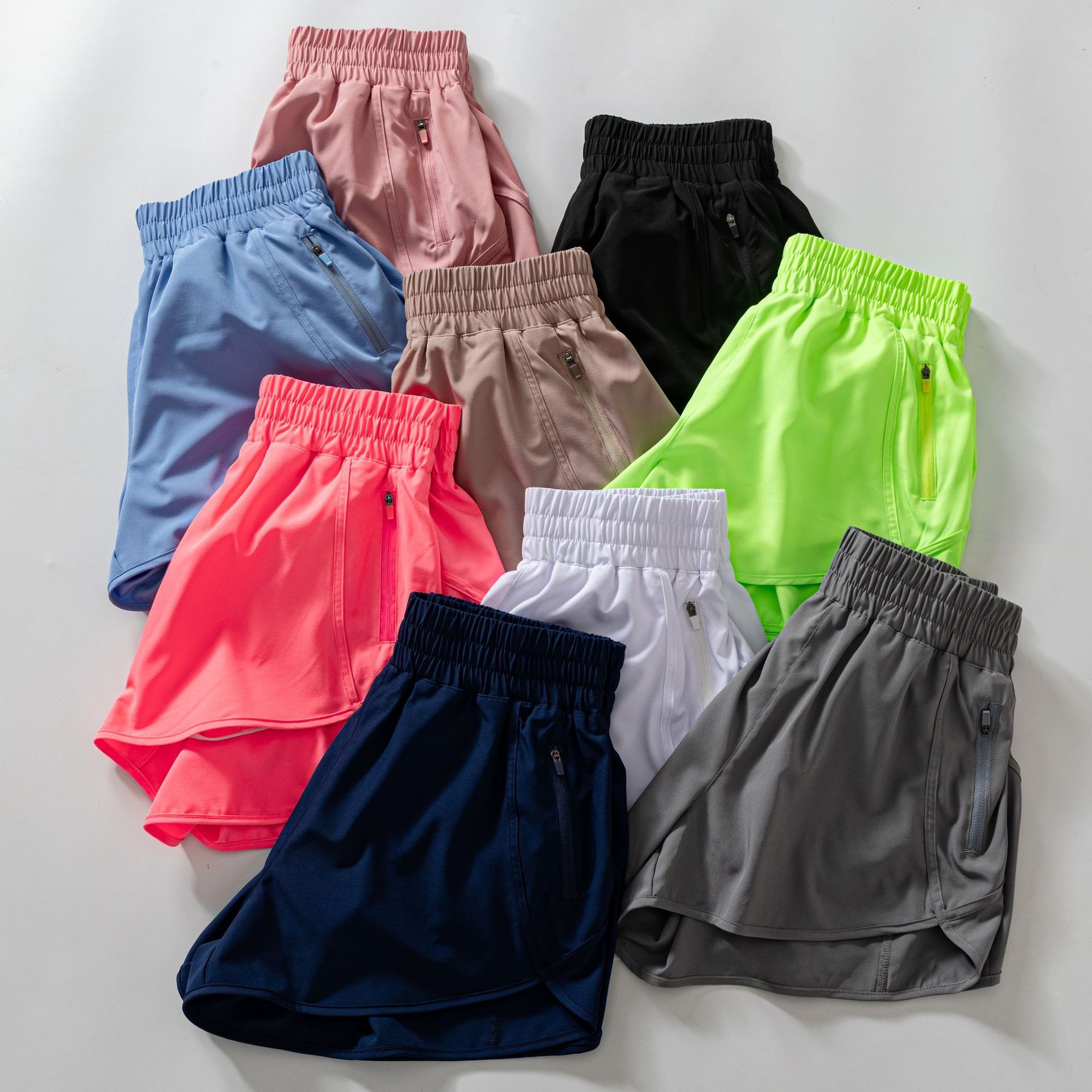 Summer Women's High-Waisted Quick Dry Sporty Running Shorts with Pockets Yoga Biker Shorts