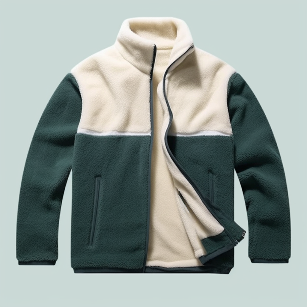 Custom Winter High Quality Long Sleeve Turn-down Collar Outdoor Zipper Patchwork Sherpa Full-Zip Fleece Jacket for Men