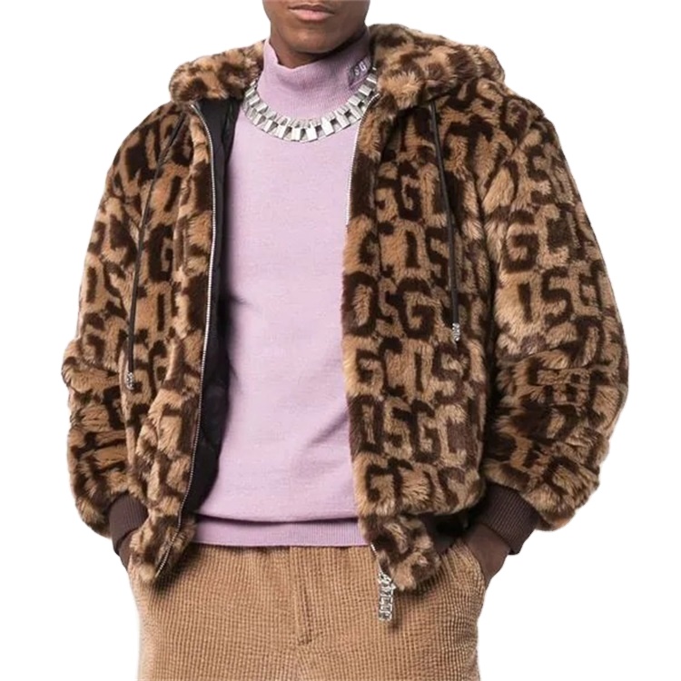OEM Custom Fleece Jacket High Quality Custom logo Faux Fur Bomber Jacket for Men Plus Size Jackets