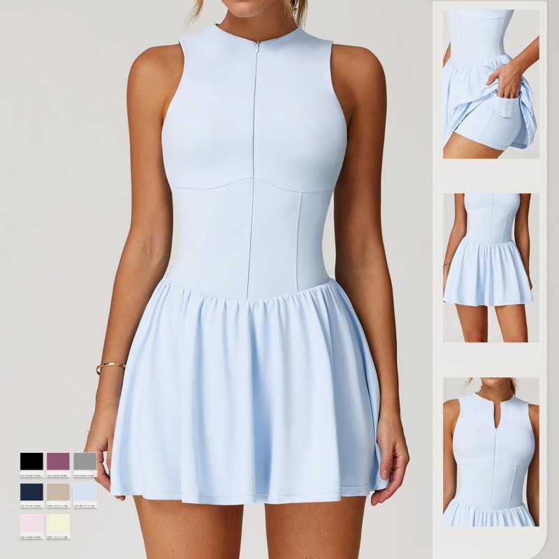 Wholesale Custom Gym Wear Tennis Skirts Golf Skirt With Side Pocket Custom Sports Bra Women's Tennis Dress