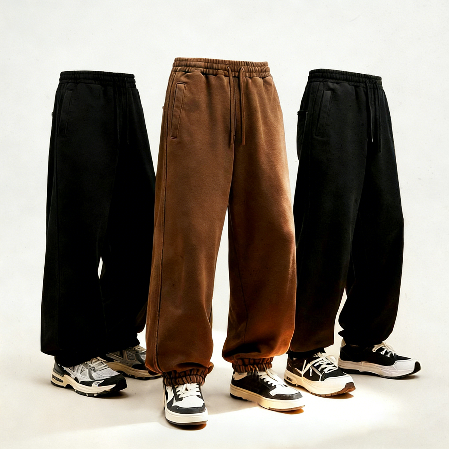 Custom logo High Quality Vintage Washed Sweatpants Retro Joggers Drawstring Pockets Casual Streetwear for Men
