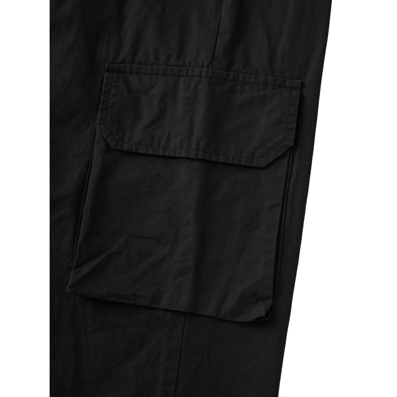 Unisex Mid Garment Dyed Nylon/Cotton Lightweight Elastic Waist Smart Casual Cargo Pants Straight Pattern Quick Dry Anti-Wrinkle
