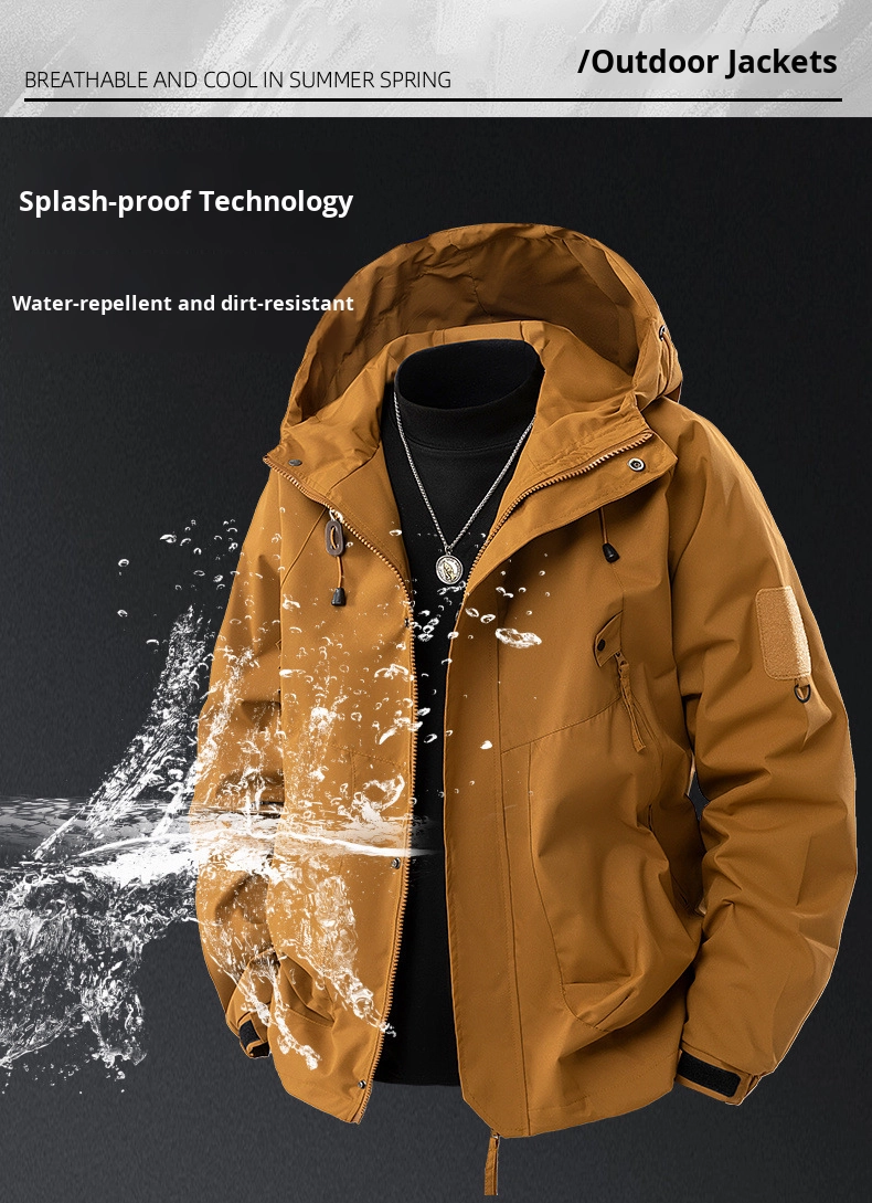 Spring Autumn Workwear Loose Fit Windproof Hooded Jacket