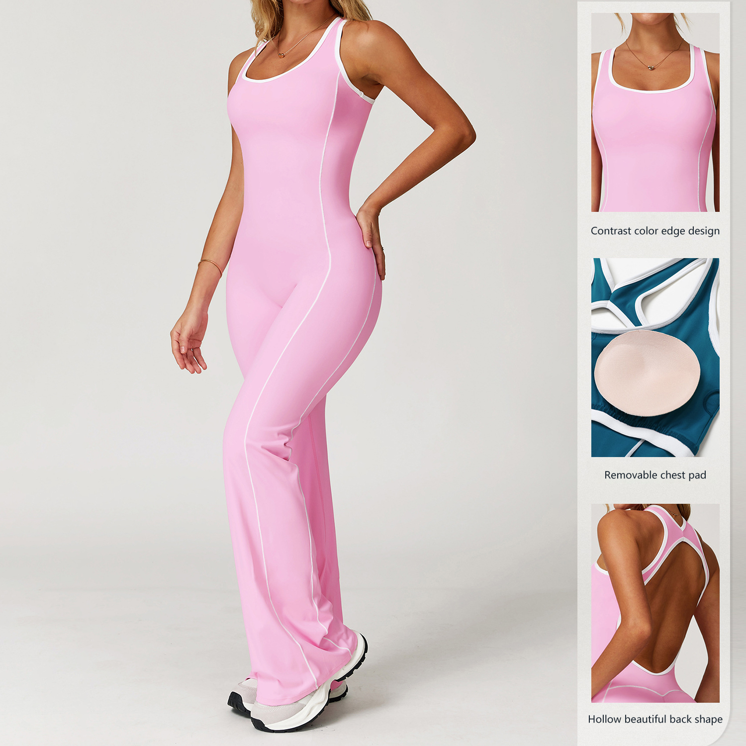 New Hollow Back Sports Bodysuit Jumpsuit Micro-Conjoined Yoga Suit With Pleated Hip-Lifting Feature for Dance