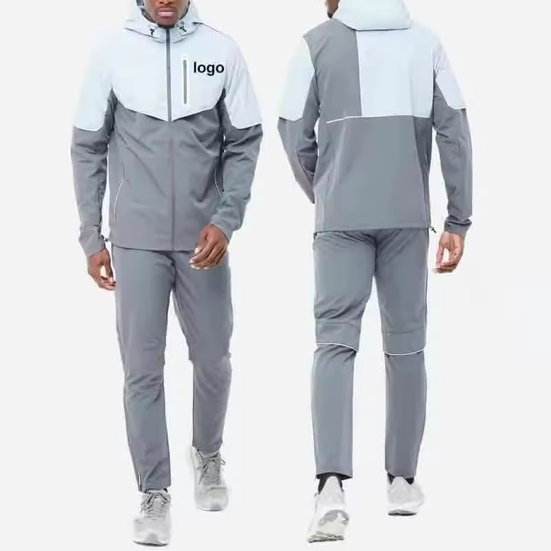 Woven Fabric Lightweight Two Pieces Jogging Sets Tracksuit Set Triple Adjustment Storm Hood Nylon Tracksuit For Men