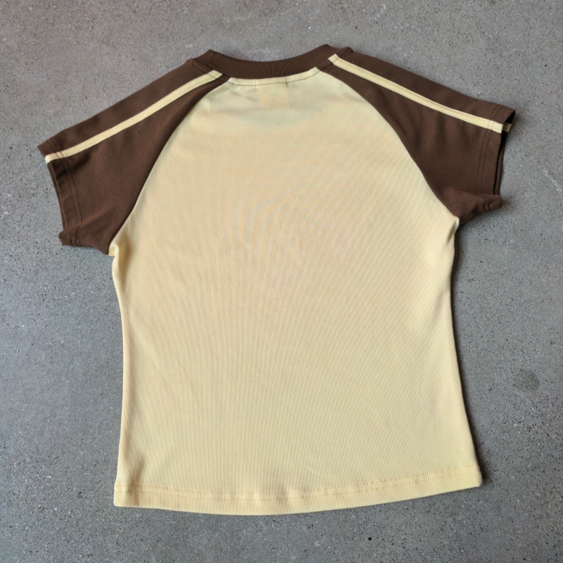 Custom Embroidery Applique Streetwear Raglan Slim Fit Cotton Women T Shirts Women's Baby Tee Y2k