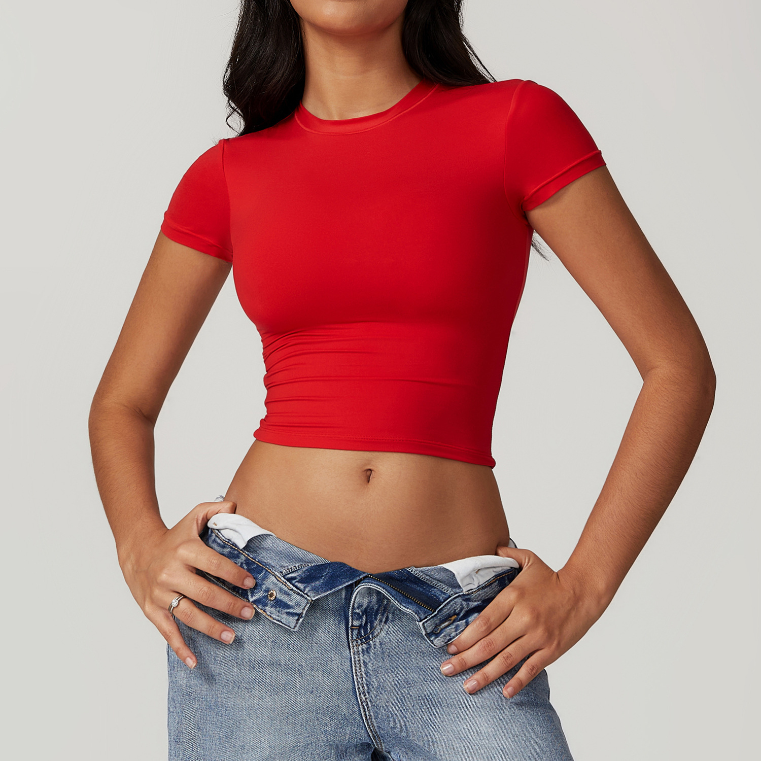 Women New Short Sleeve High Stretch Workout Clothes Custom Crop Top Pilates Yoga Shirts Lady Tight Running T-shirt