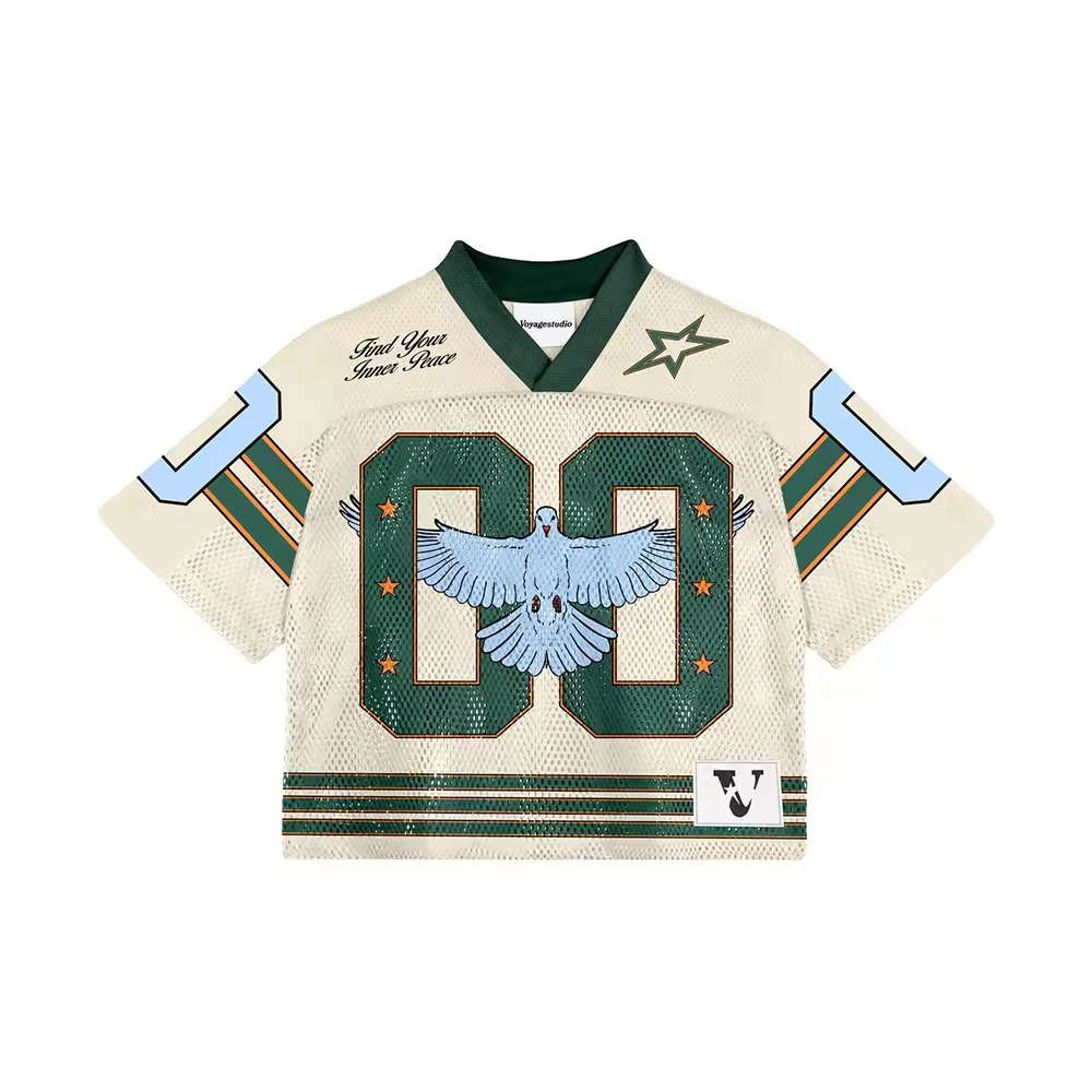 Custom Men's Boxy Cropped Jersey Vintage Streetwear Sports T-Shirt for Soccer Basketball Football-Retro Print Mesh Jersey
