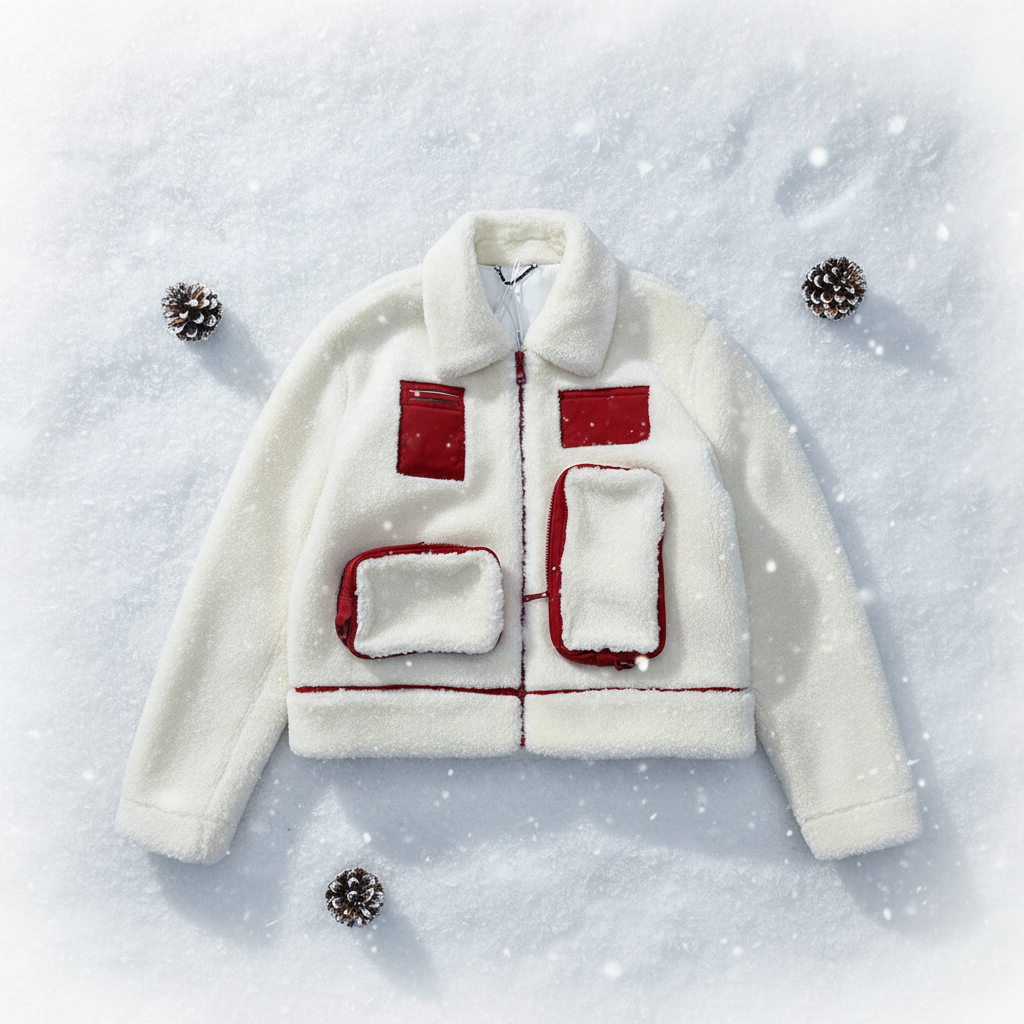 Custom Fleece Jacket High Quality Patchwork Heavyweight Winter Coat Turn Down Collar Pockets Men's Fleece Jackets
