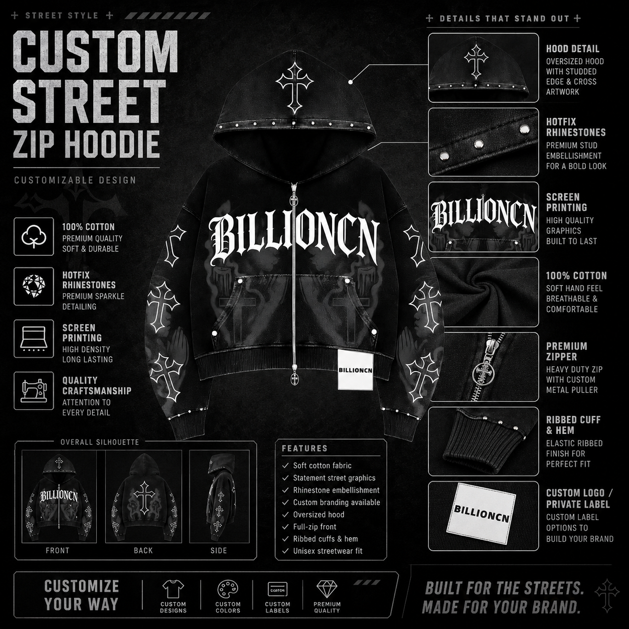 Customized Hooded Set Sweatshirts For Mens High Quality Pullover Blank Streetwear Hoodies Heavyweight Embossed Hoodie Unisex