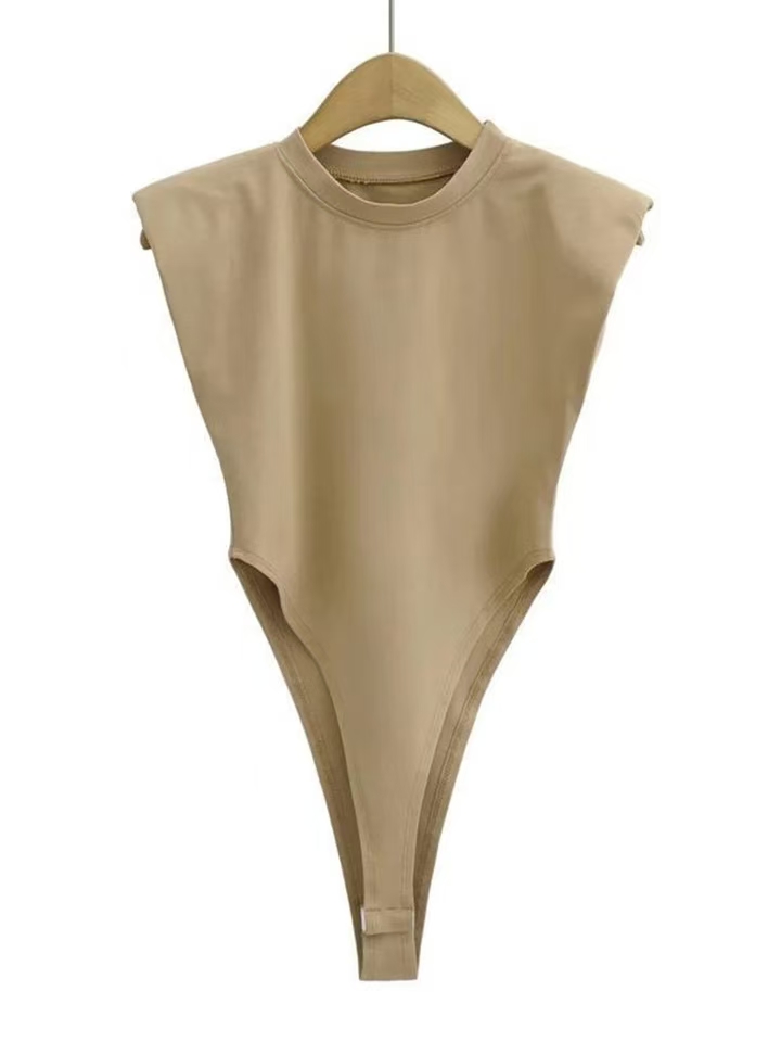 Black Sleeveless Body Suits for Women White Padded Shoulder Bodysuit Sexy Tops Women Summer One-pieces Bodycon Bodysuit