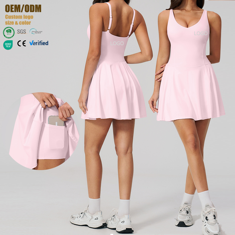 Yoga Sports Tennis Skirt Side Pocket Quick Dry Breathable Nylon Spandex for Running Fitness Golf Skirts Sets