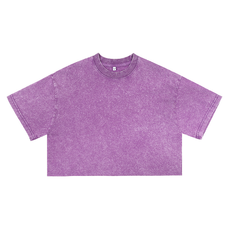 Women's Crop Top T-Shirt Custom logo Acid Wash Vintage Cut Cotton Tshirts Sexy Girl for Women Tee Cropped T-shirt Streetwear