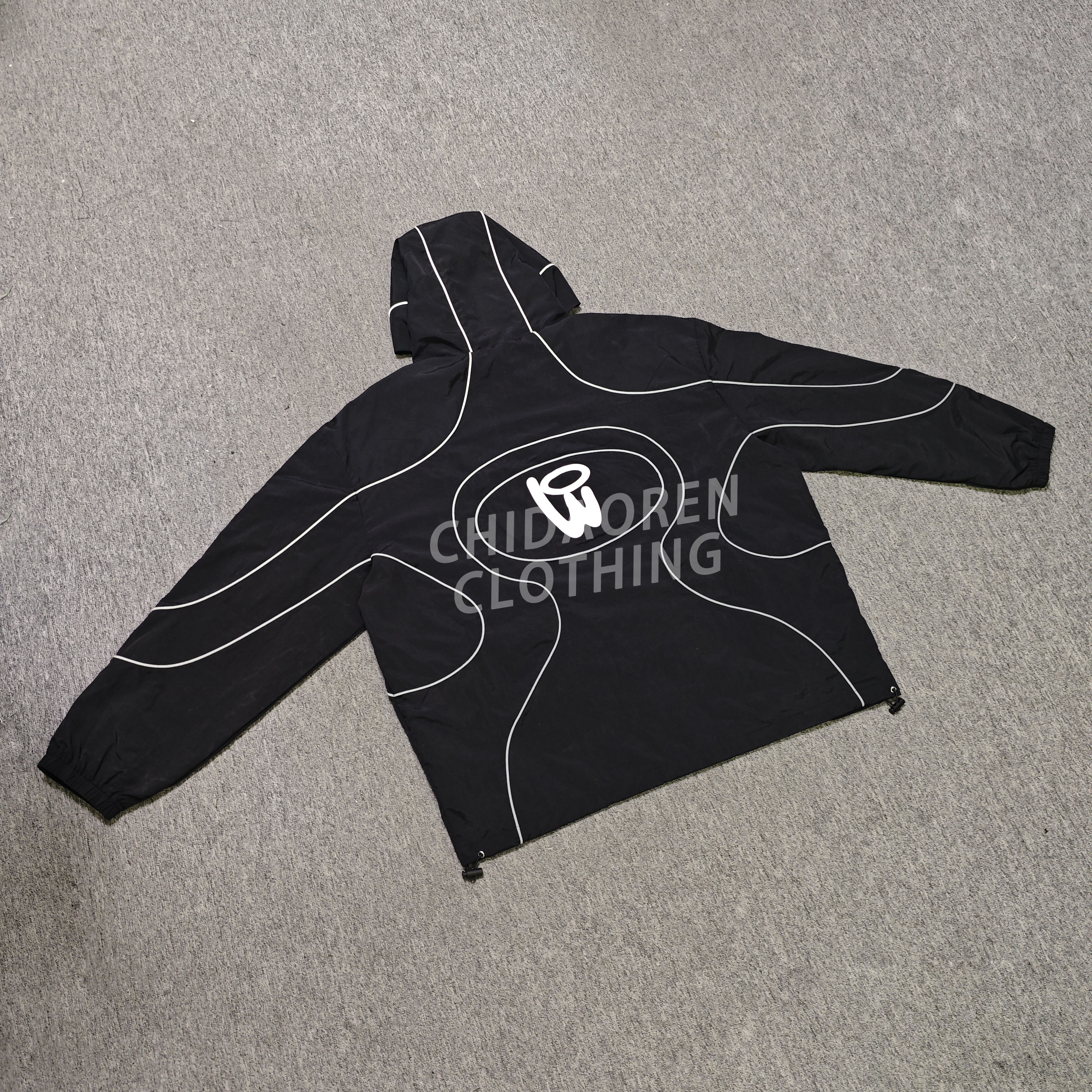 CHIDAOREN Manufacturer Custom Design Streetwear Nylon Jackets 100% Nylon Reflective Stripes Windbreaker Jacket For Men