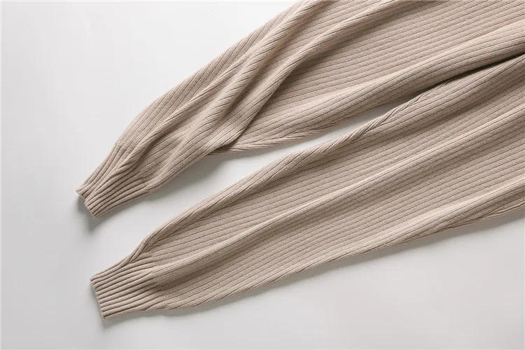 Slim Knitted Cashmere Leggings Cropped Leg Custom Knitted Joggers Slit-Detail Cashmere Women's Sweatpants.