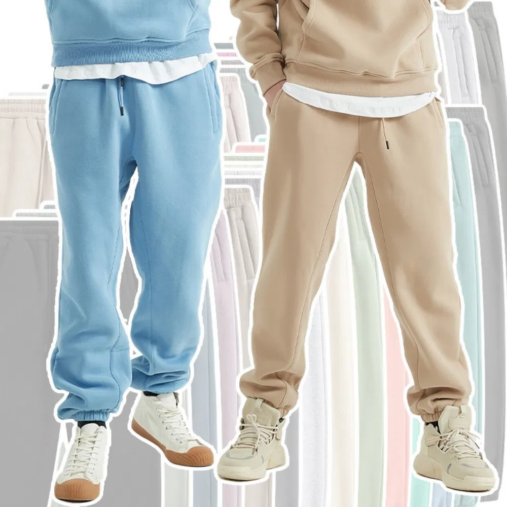 Wholesale Custom Logo Winter Plain Casual Unisex Man Fleece Jogging Sweat Pants Trousers Sweatpants