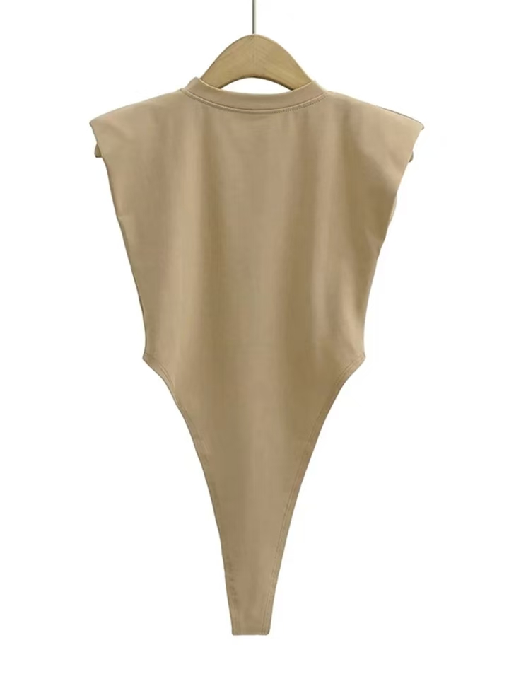 Black Sleeveless Body Suits for Women White Padded Shoulder Bodysuit Sexy Tops Women Summer One-pieces Bodycon Bodysuit
