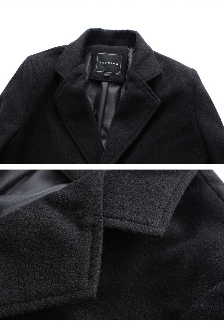 Mens Long Coat Woolen Blended Slim Trench Coat Showcase 3