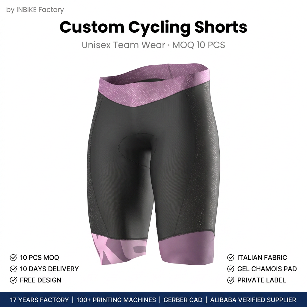 Custom Cycling Shorts Manufacturer Professional Unisex Team Bike Wear Sublimation Print Gel Pad Bike Shorts Wholesale