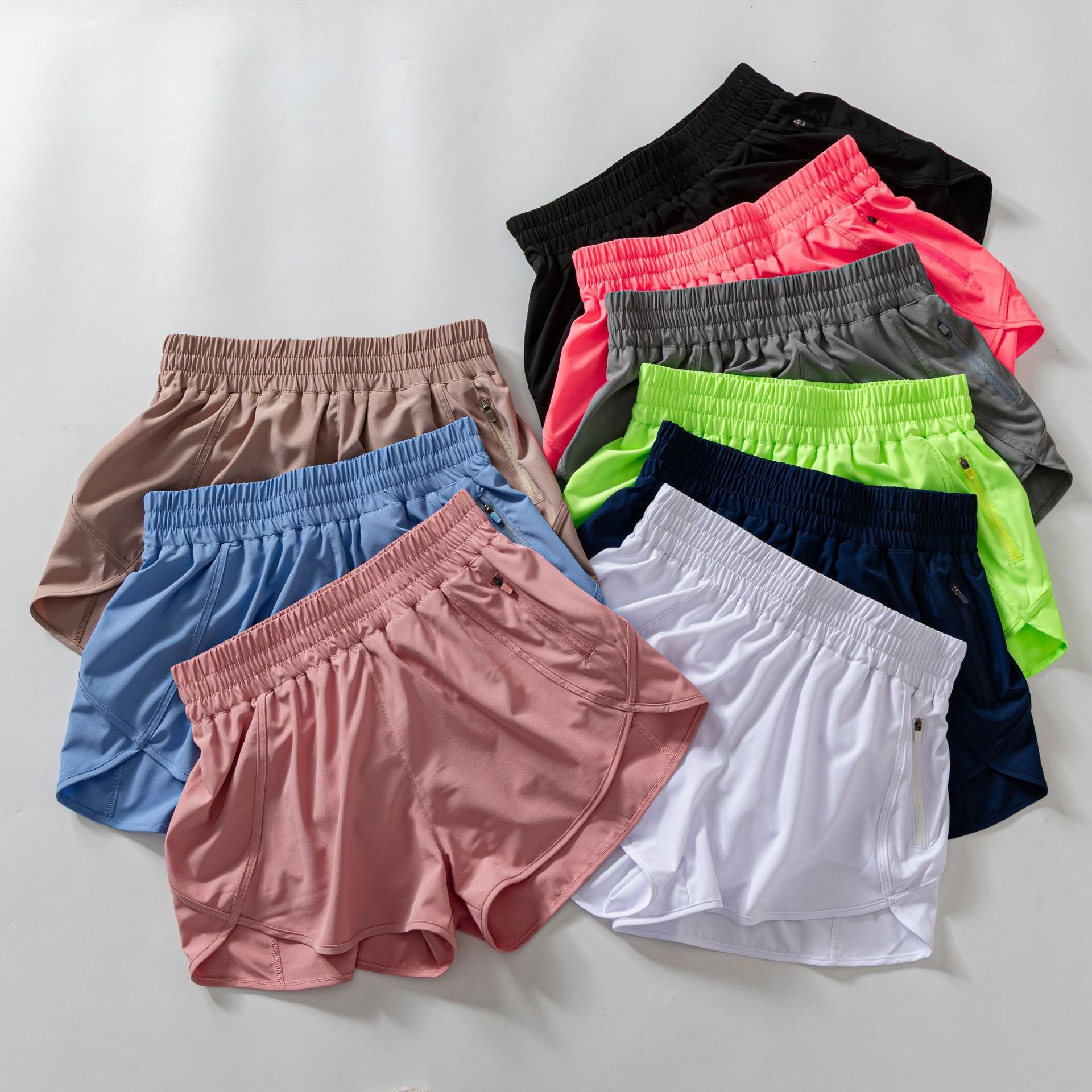 Summer Women's High-Waisted Quick Dry Sporty Running Shorts with Pockets Yoga Biker Shorts