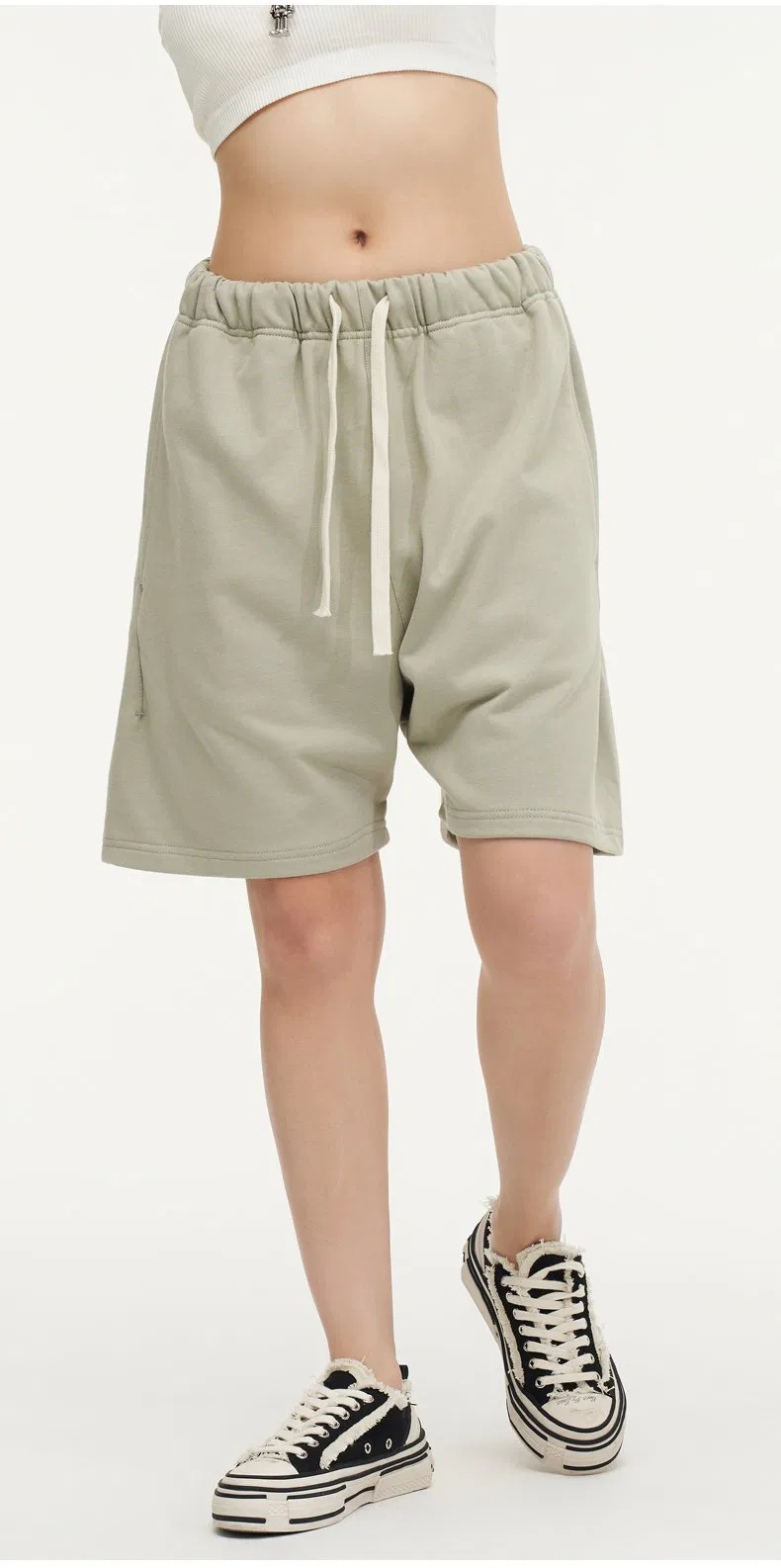 Wholesale Side Pockets High Waist Drawstring Mens Baggy Straight Leg Cotton Jogger Pants Sweatpants