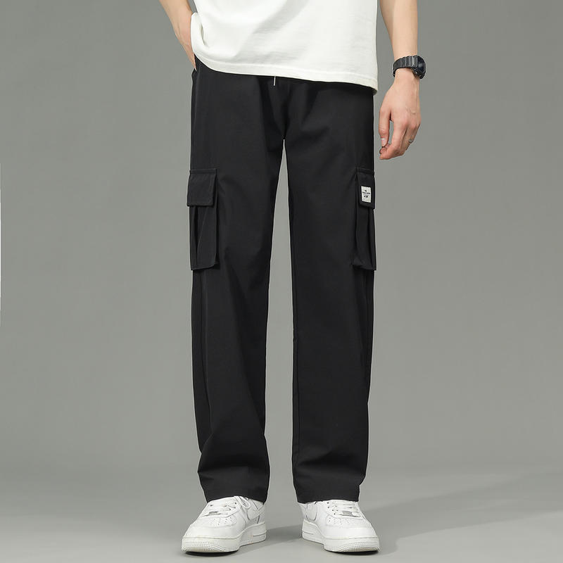 Wholesale Custom Men's Summer Thin Cargo Pants 90% Nylon 10% Spandex Multi-pocket Loose Wide Leg Straight Casual Trousers