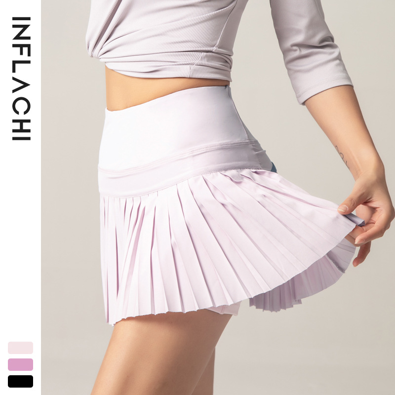 YBO-DK09 Custom Wholesale Sports Tennis Skirt Women's Anti-exposure Quick-drying Breathable Running Fitness Pleated Skirt