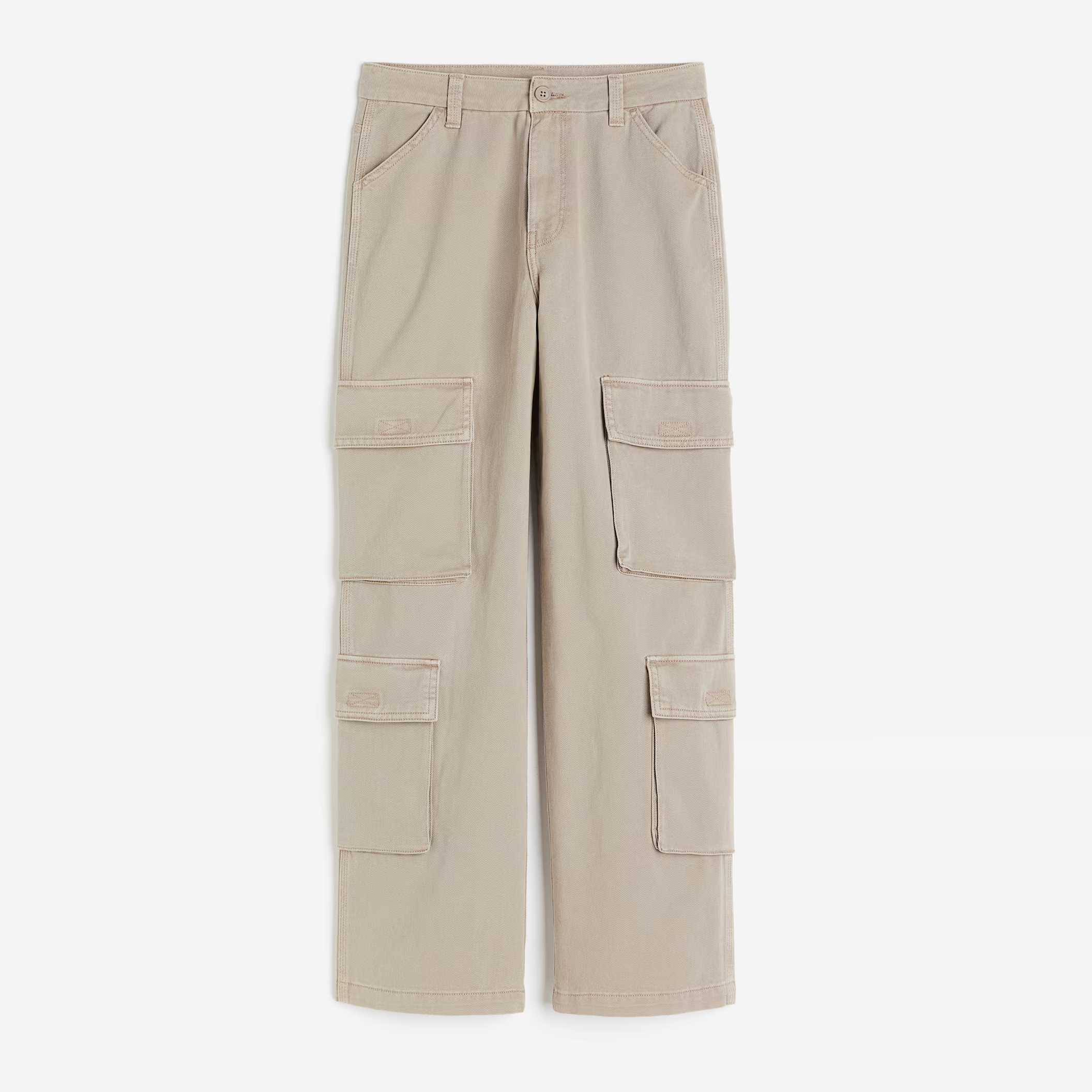 Custom Women 100% Cotton Regular Fit Twill Cargo Trousers Stylish Fashion High Waist Windproof Flap Pockets Straight Leg Pants