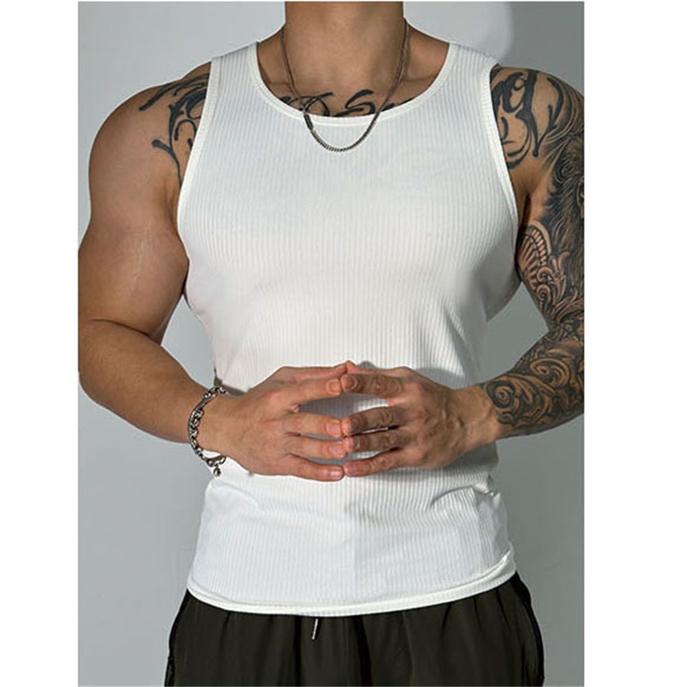 Pack of 3 Men's Casual Premium Ribbed Tank Tops Plus Size Bodybuilding Stringer Design Breathable Stringer Tank Top