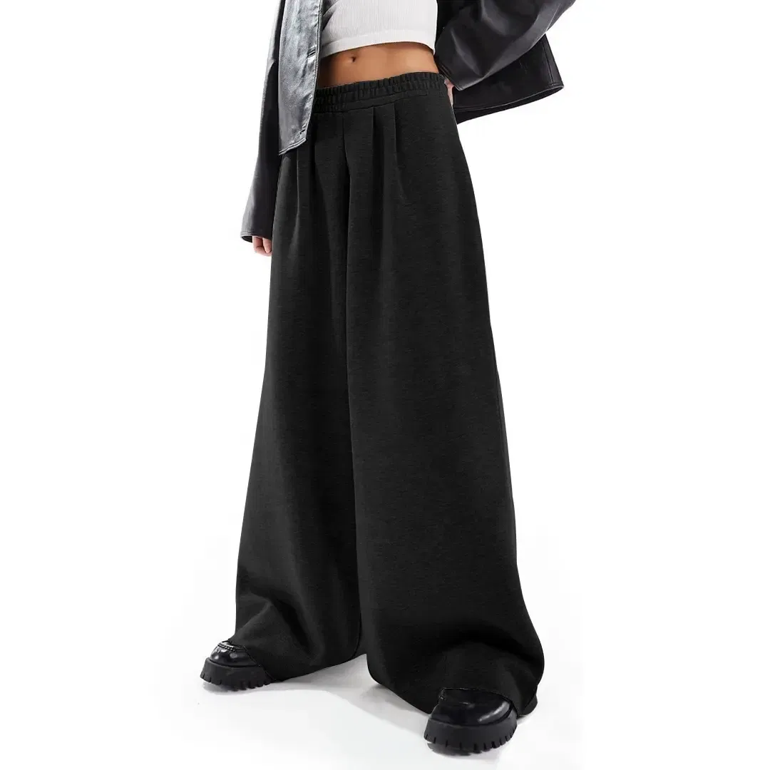 Custom Blank Cotton Flare Cargo Jogger Oversized Baggy Stacked Sweatpants for Women